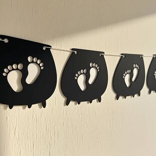 Baby Feet Cauldron Banner A Little Boo Is Due Decor Hallowee
