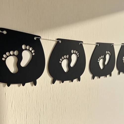 Baby Feet Cauldron Banner A Little Boo Is Due Decor Hallowee