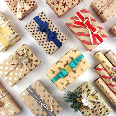 50*70cm Gold Christmas Kraft Wrapping Paper Star Elk Christm