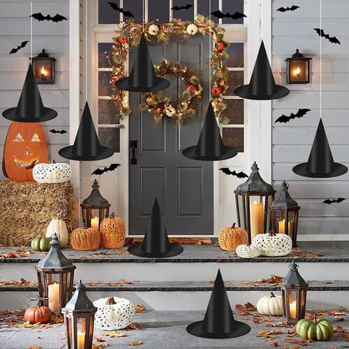 12-100 Halloween Hanging Witch Hats Costume Accessory Hangin