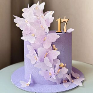 48Pcs Purple Butterfly Cake Decoration Colorful 3D Butterfli