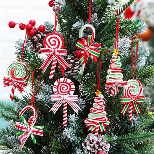 8 Pieces Christmas Candy Ornaments Lollipop Ornament Xmas De