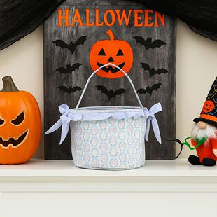 Ruffle Halloween Basket Colorful Pumpkin Spooky Season Trick