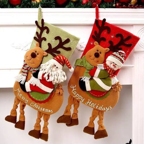 Christmas Santa Claus Snowman Reindeer Decorative Socks Chri