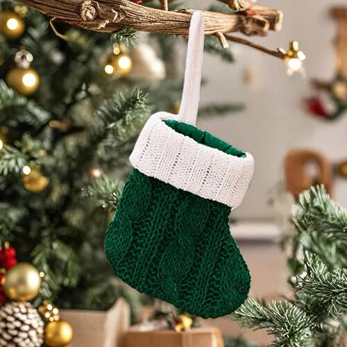 Mini Red and Green Christmas Tree Knitted Socks  Home Party