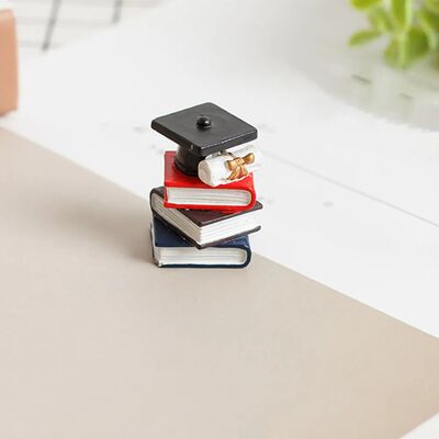3Pcs Stacked Books Doctoral Cap Cake Toppers Graduation Cupc