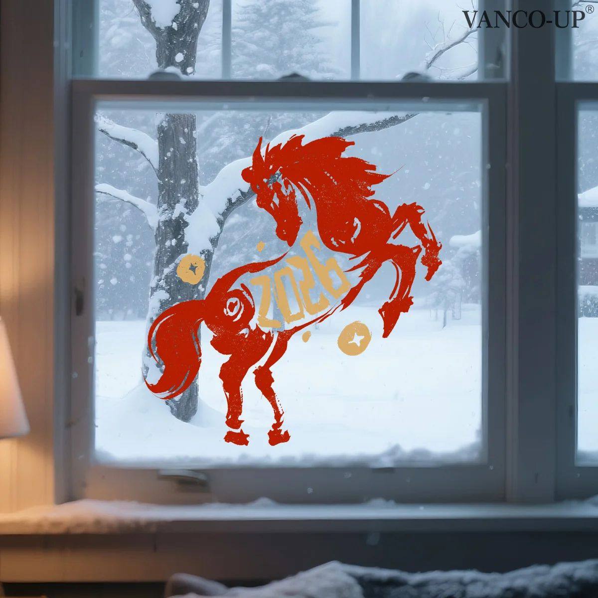 1sheets 2026 Happy New Year Christmas Decorativ Sticker Glas