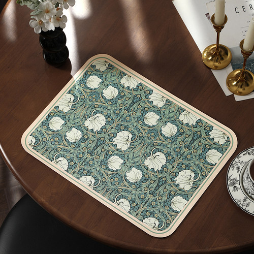 中古风现代PU皮革餐桌垫家用防水防油免洗耐高温高级感复古西餐垫