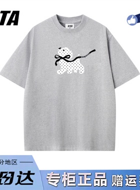 STA旗舰店美式波点小狗印花短袖男女夏季小众设计感重磅纯棉t恤