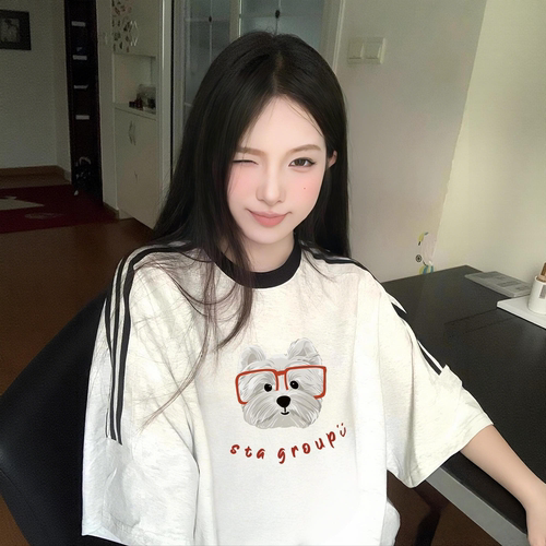 STA旗舰店美式潮牌织带纯棉短袖男女夏季新款小众设计感宽松t恤