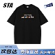 上衣男女夏季 STA旗舰店美式 趣味腊肠狗短袖 潮牌纯棉情侣黑色t恤