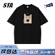 STA旗舰店美式 趣味面包狗短袖 男女潮牌高街纯棉上衣黑色宽松t恤