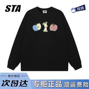 休闲情侣卫衣 男女秋季 STA旗舰店美式 潮牌重磅纯棉小众设计感长袖