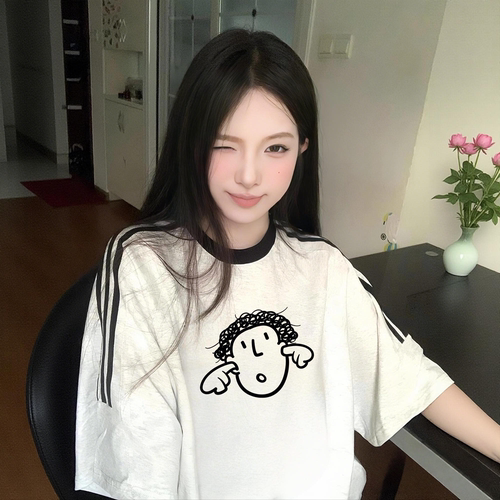 STA旗舰店美式潮牌织带短袖男女夏季新款高街小众设计感情侣t恤