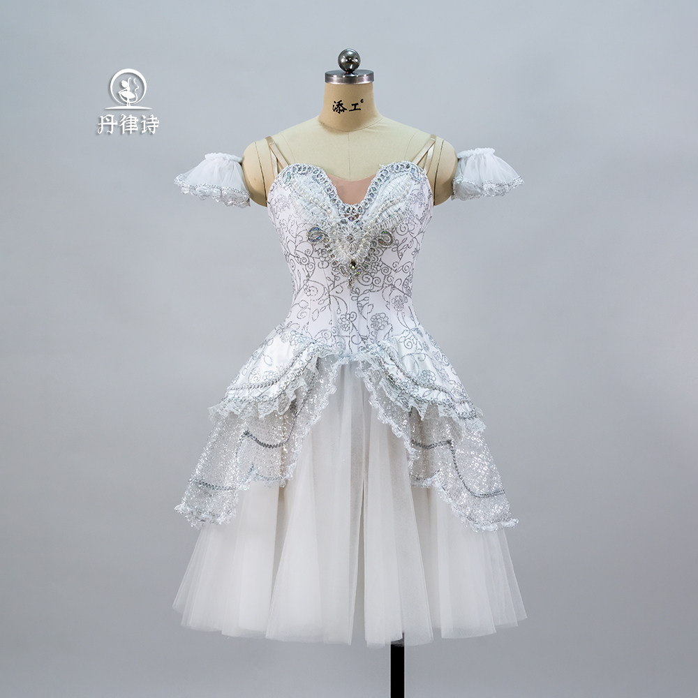 丹律诗出品专业定制各大比赛演出芭蕾舞裙白色儿童成人长裙桃李杯