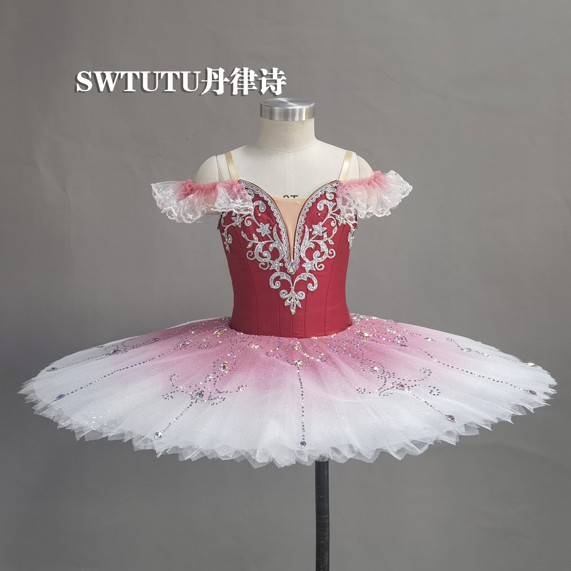 丹律诗新款深红色堂吉诃德渐变定制中央芭蕾舞团tutu盘裙国际比赛