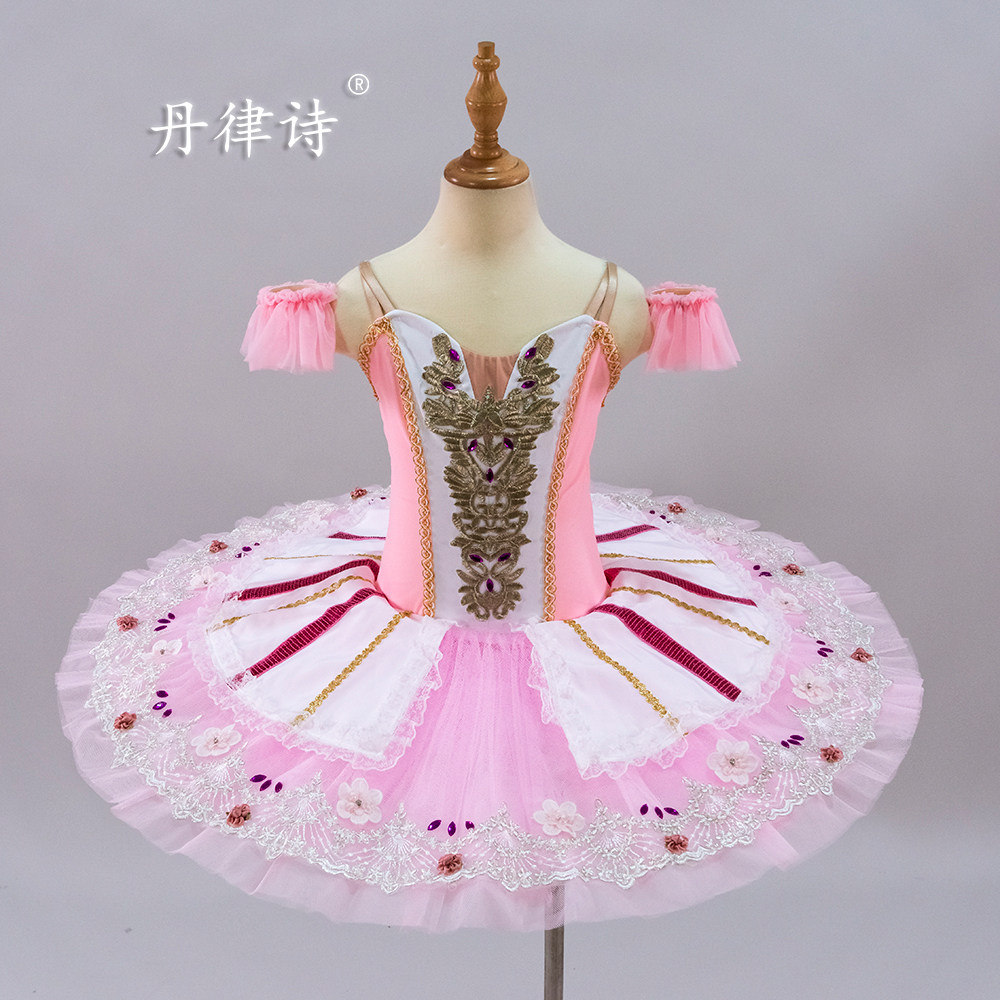 简易款粉色仙女娃娃变奏芭蕾舞tutu裙桃李杯木偶娃娃比赛演出服