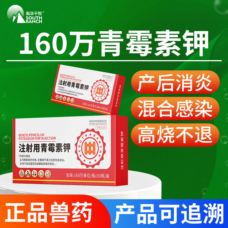 注射用青霉素钾兽用160万猪牛羊用产后感染抗菌消炎正品兽药针剂图片