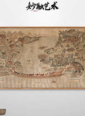 《黄河兰州浮桥图》仿古挂画古画