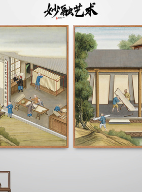 造纸术挂画四大发明传统工艺壁画