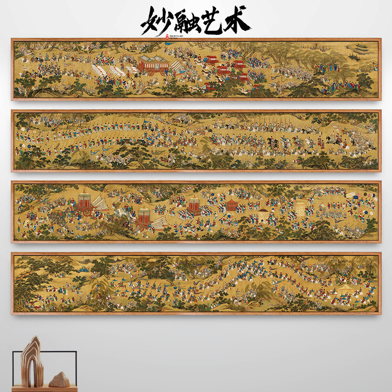 出警入跸图明朝古代人物画新中式客厅装饰画背景墙挂画仿古壁画图片