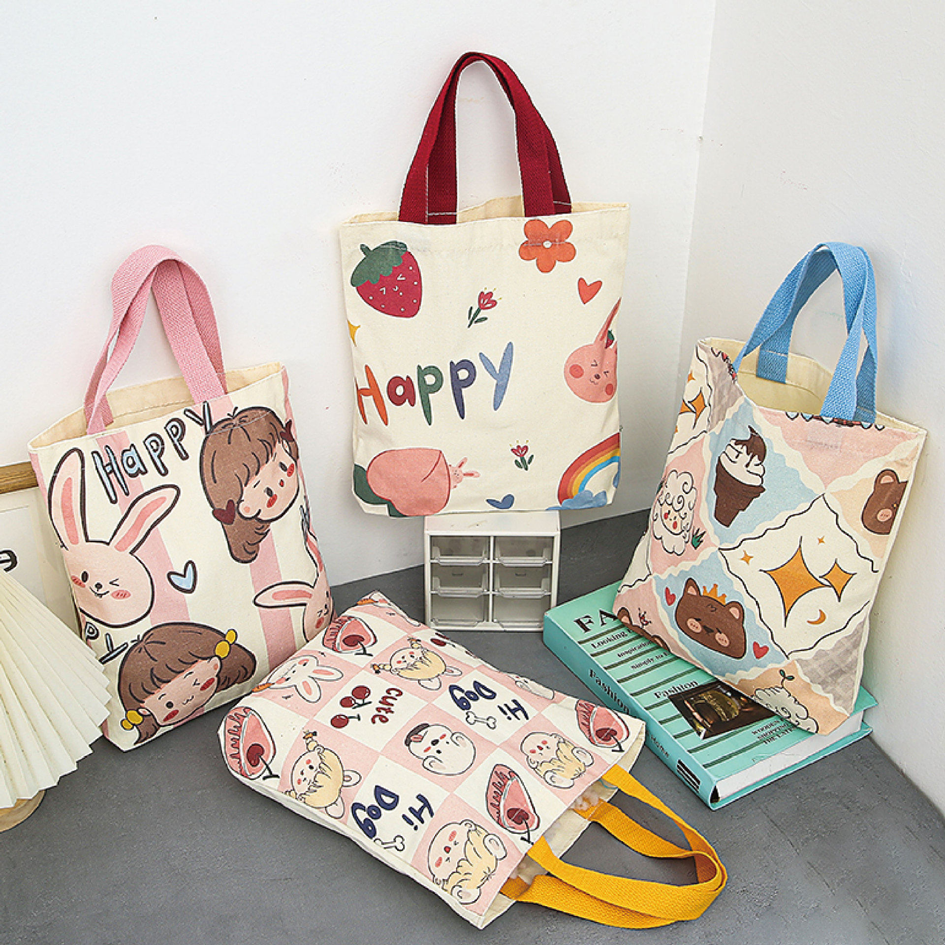 帆布手提包小清新帆布包袋学生手拎包上班手提小布包包饭盒袋小号