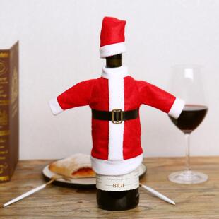 现货圣诞节装 饰用品酒瓶套家居扮圣诞老人衣服红酒瓶袋礼品
