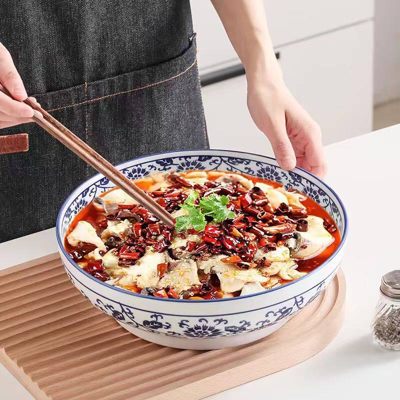 厨房家用10英寸大号青花瓷新款汤面碗新中式水煮肉酸菜鱼碗和面盆,餐饮具,碗,淘宝优惠券,粉丝福利购,淘宝优惠卷