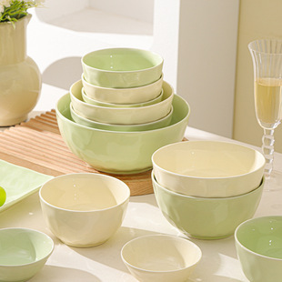 奶油色釉手捏石纹碗ins盘子碗碟家用餐厅简约餐具陶瓷汤碗甜品碗