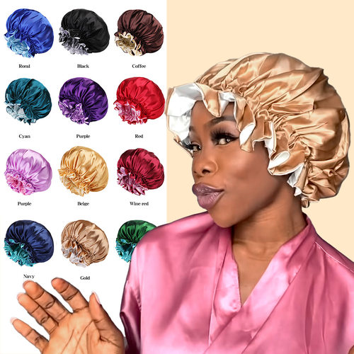 silk hair bonnet Satin Bonnets Cap Night Sleep Hat Hair Bon