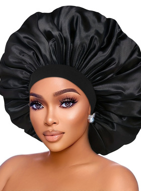 nightcap shower cap women 纯色浴帽时尚缎面宽边睡帽女士化疗帽