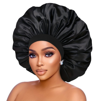 nightcap shower cap women 纯色浴帽时尚缎面宽边睡帽女士化疗帽