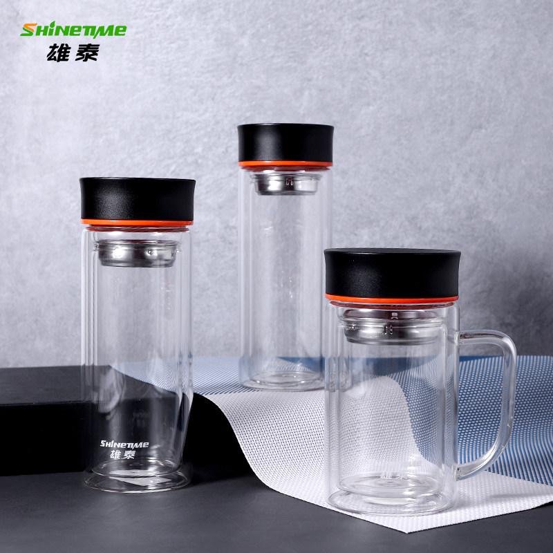 雄泰双层玻璃杯高硼硅男女士水杯过滤茶杯便携商务办公泡茶水杯子