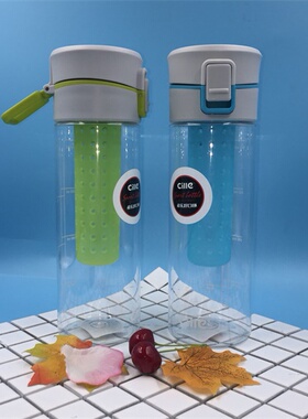 希乐塑料水杯带过滤便携防漏防摔太空杯男女创意随手杯运动水壶