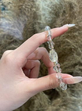巧恩天然绿发晶柠檬晶貔貅手链百搭设计感手串