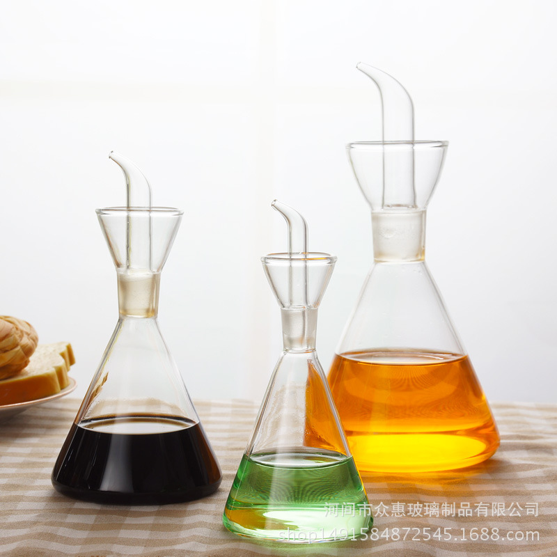 厨房用品油壶玻璃磨砂醋瓶控玻璃家用高油壶硼厂家硅酱创意供应