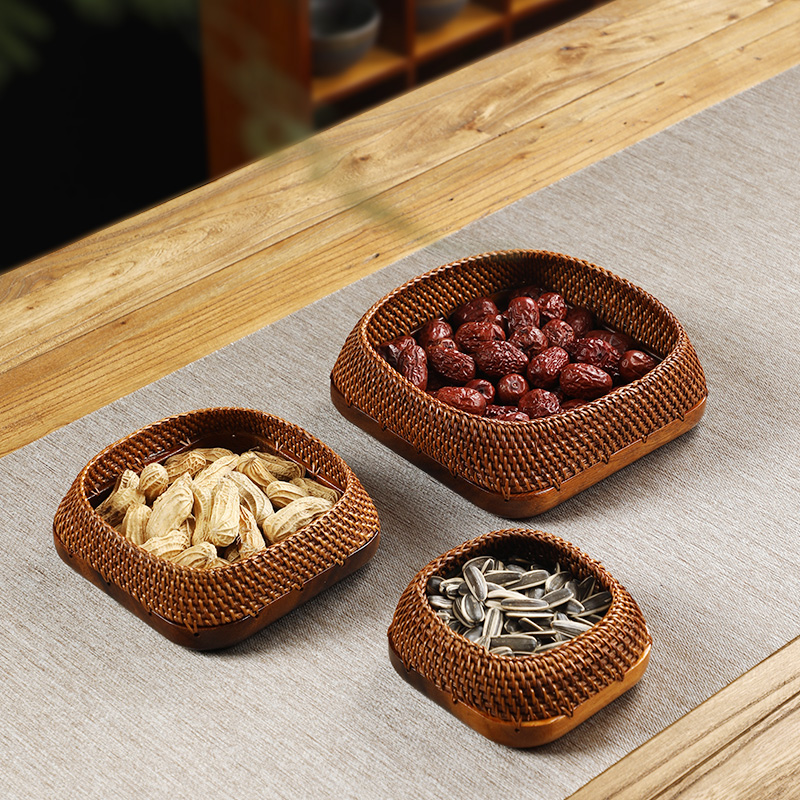 手工藤编胡桃木果盘实木点心筐瓜子盘创意家用桌面零食坚果收纳筐,餐饮具,果盆/果盘/果篮,淘宝优惠券,粉丝福利购,淘宝优惠卷