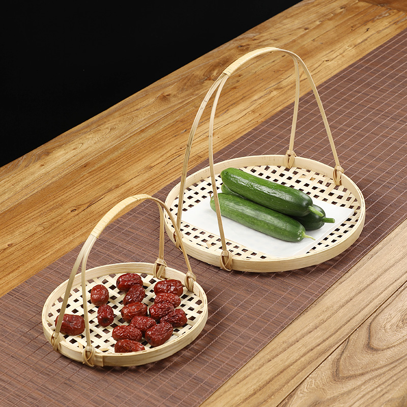 竹编收纳筐水果篮创意酒店摆件