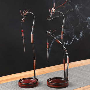 大漆竹制龙挂香香插创意龙头线香倒流香竹香架香薰炉茶室装饰摆件