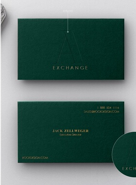 商务创意个性花店美容墨绿色棉纸名片烫金压痕印刷凹凸名片制作