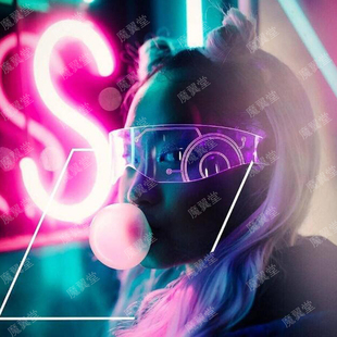 赛博朋克酒吧夜店gogo未来科幻科技感气氛暖场道具led发光眼镜