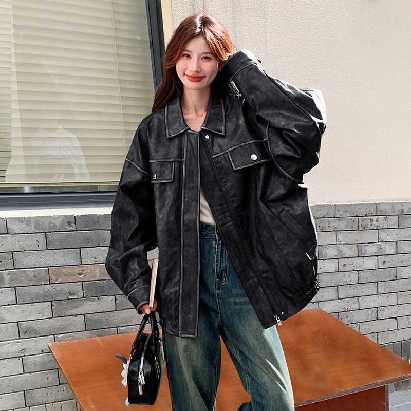新款226-22667P175K238擦色皮衣加绒款P215K298,女装皮衣,2C226
