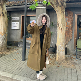 高级感毛领连帽派克服外套女秋冬2025新款工装风显瘦时髦棉服外套，女装派克服，2C226