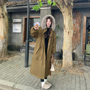高级感毛领连帽派克服外套女秋冬2025新款工装风显瘦时髦棉服外套图片