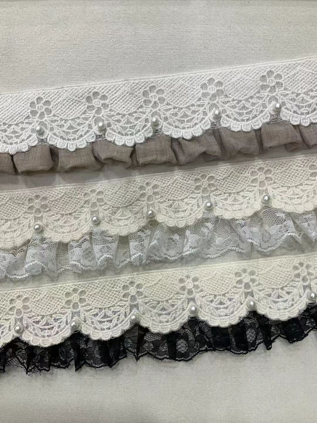 窗帘蕾丝花边古法风美式轻奢装饰立边绣花拼接宽边珍珠辅料