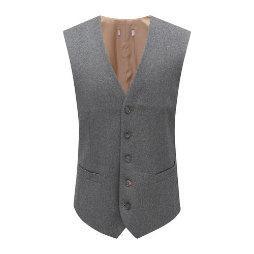 深灰色绵羊毛意大利面料西装马甲