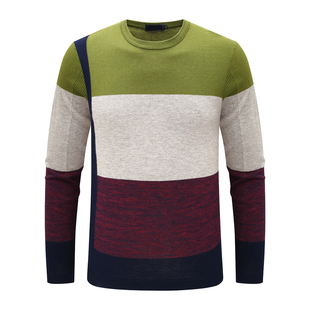 S339罗断码清仓春秋季中年男士时尚休闲保暖打底衫圆领羊毛针织衫