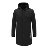 断码 清仓秋冬款 男式 H1081换季 中长款 黑色连帽轻薄休闲刺绣棉服