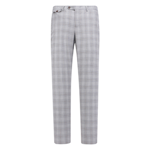 灰色格子59.7％绵羊毛中腰直筒商务西裤 J1724鸟断码 清仓春秋男士