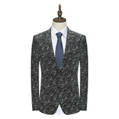 黑色印花两粒扣单西装 YW403D断码 商务休闲时尚 男士 外套 清仓春秋款